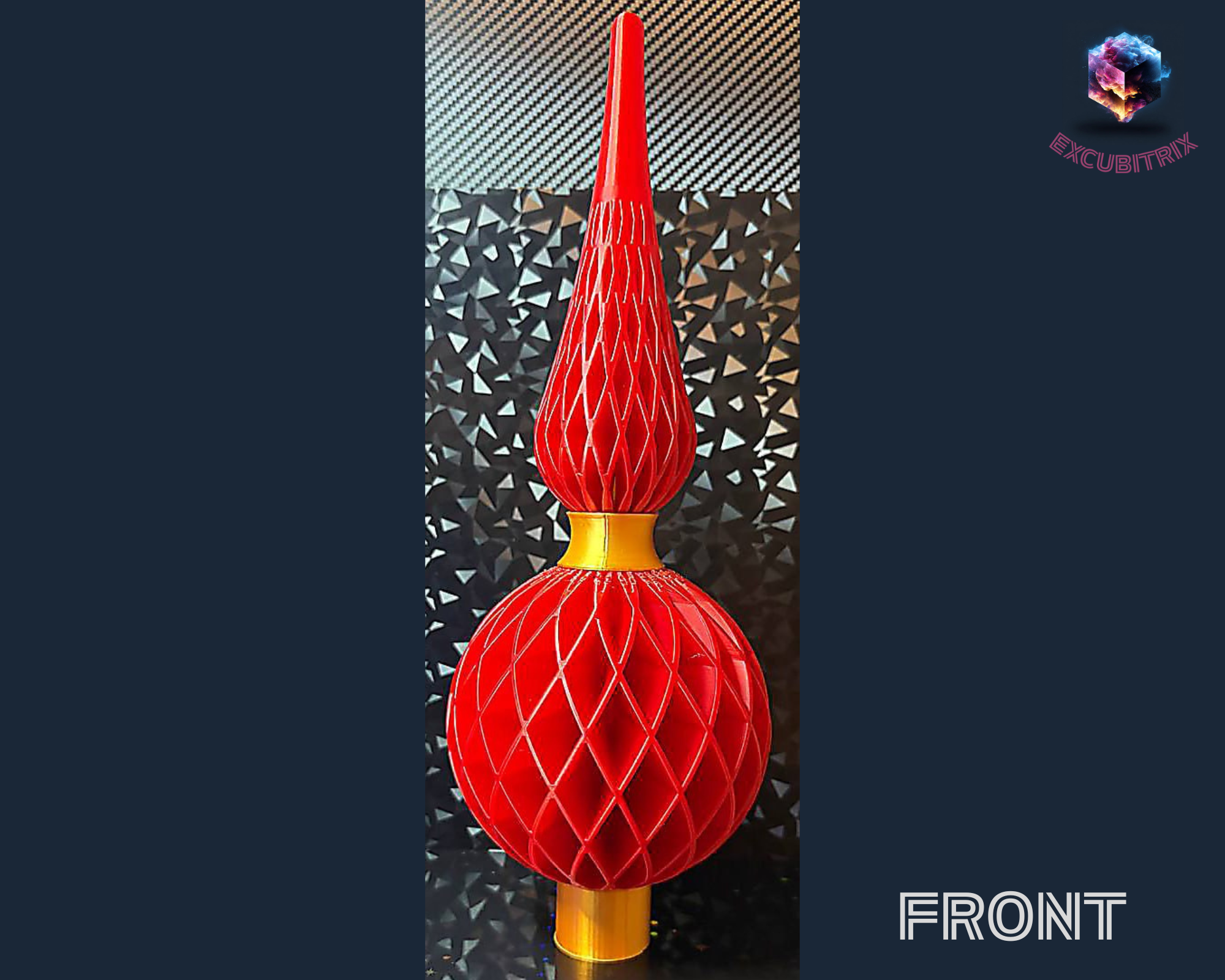 Gerippte Christbaumspitze/Weihnachtsbaumspitze - Version 2 - 28,5cm hoch