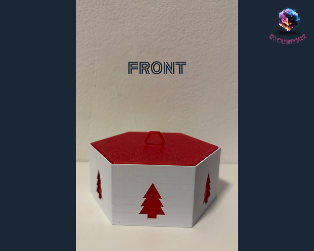 Weihnachten - Geschenkbox - Weihnachtsbäume - sechseckig