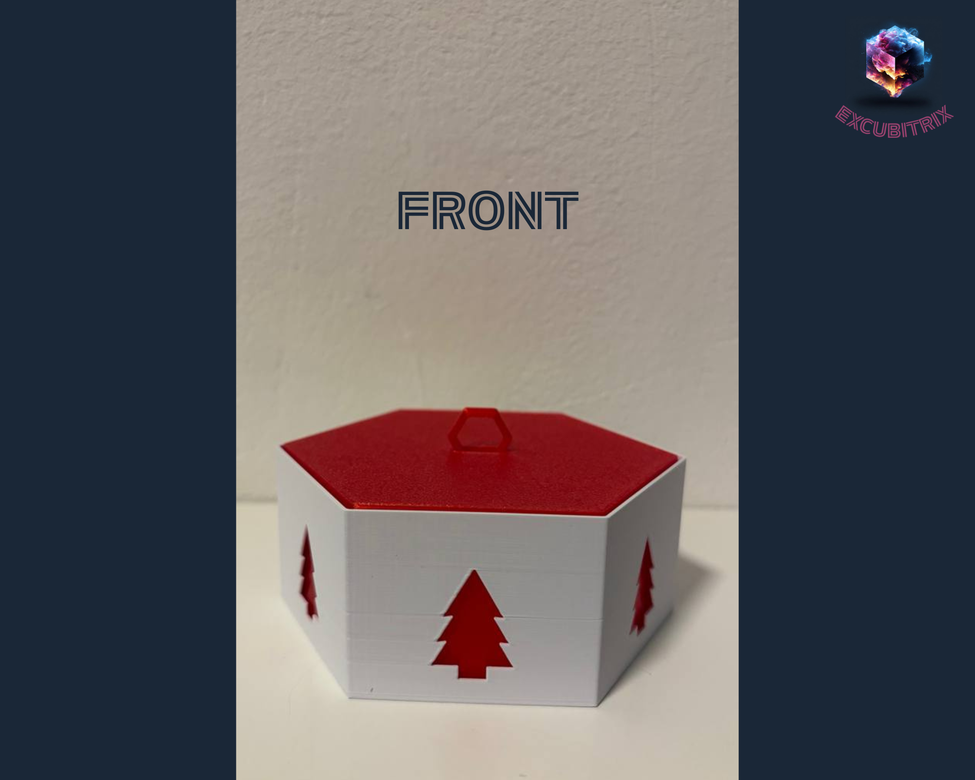 Weihnachten - Geschenkbox - Weihnachtsbäume - sechseckig